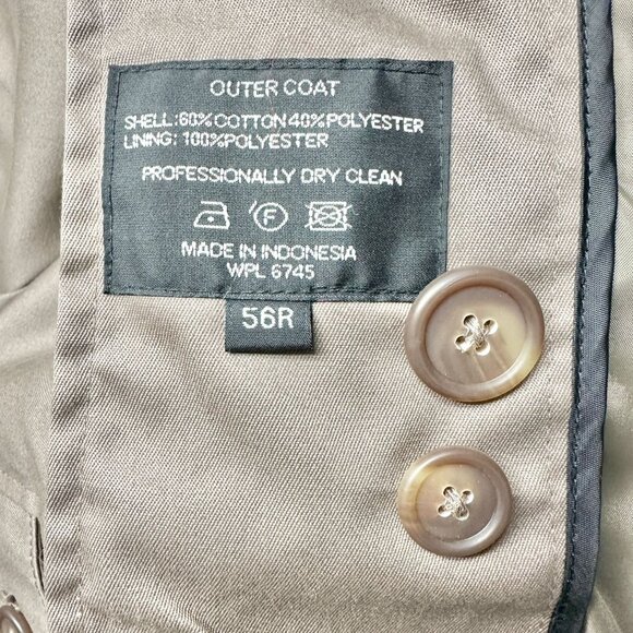 Jean-Paul Germain Elements Trench Coat Mens 56R Beige Lined Water Repellent - Picture 9 of 11